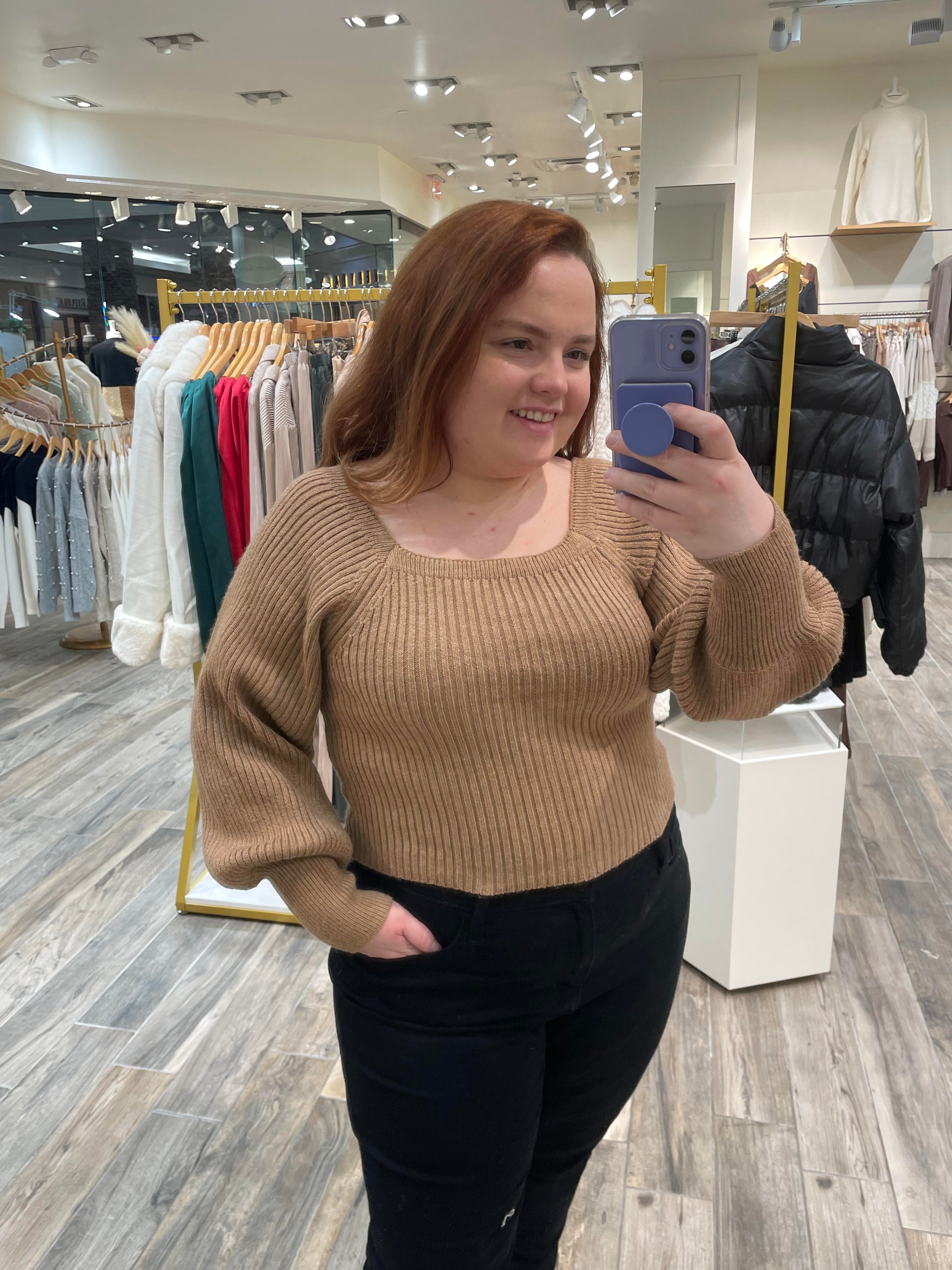 Off the shoulder sales sweater in store