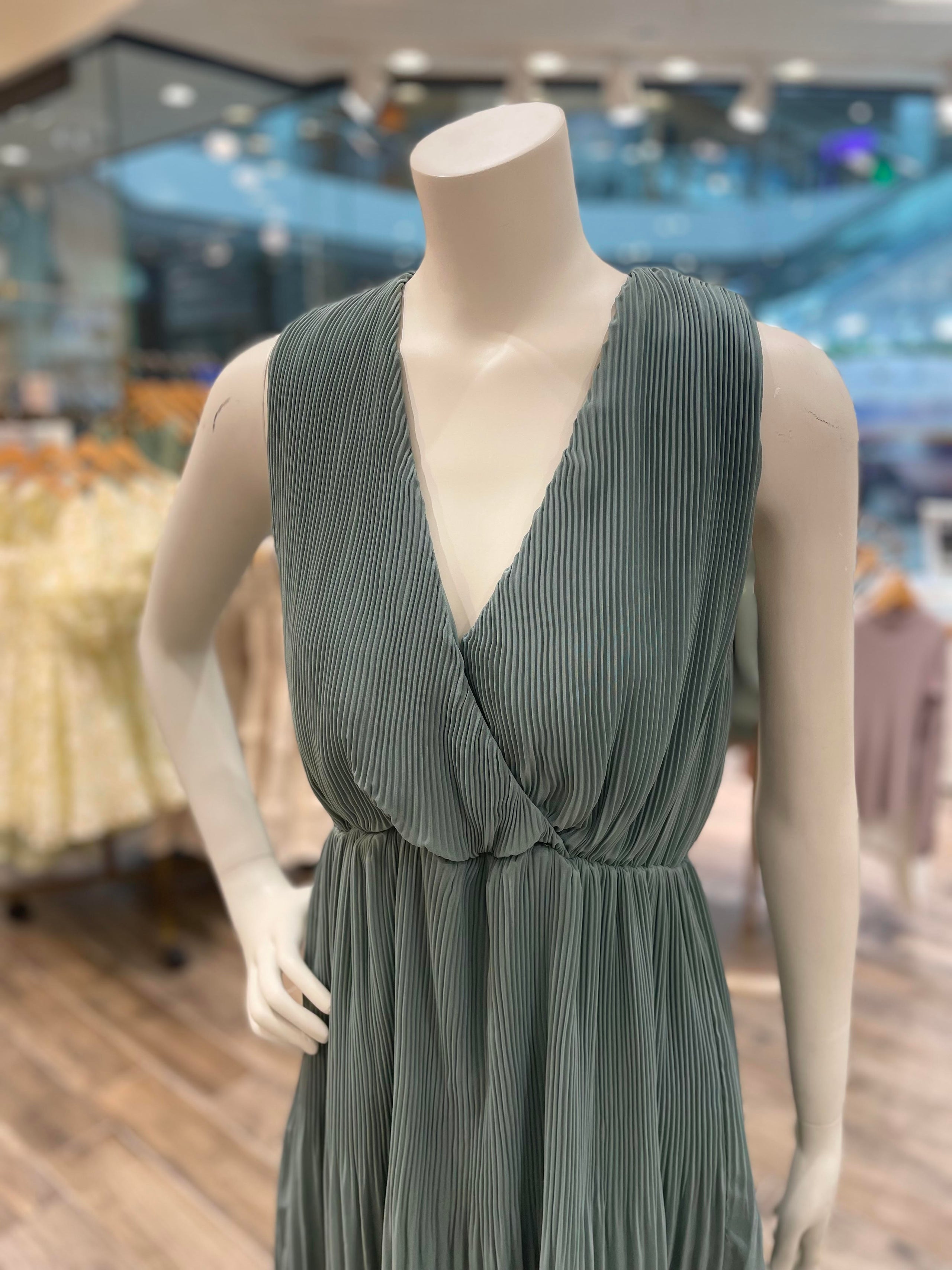 Sage Pleated Dress