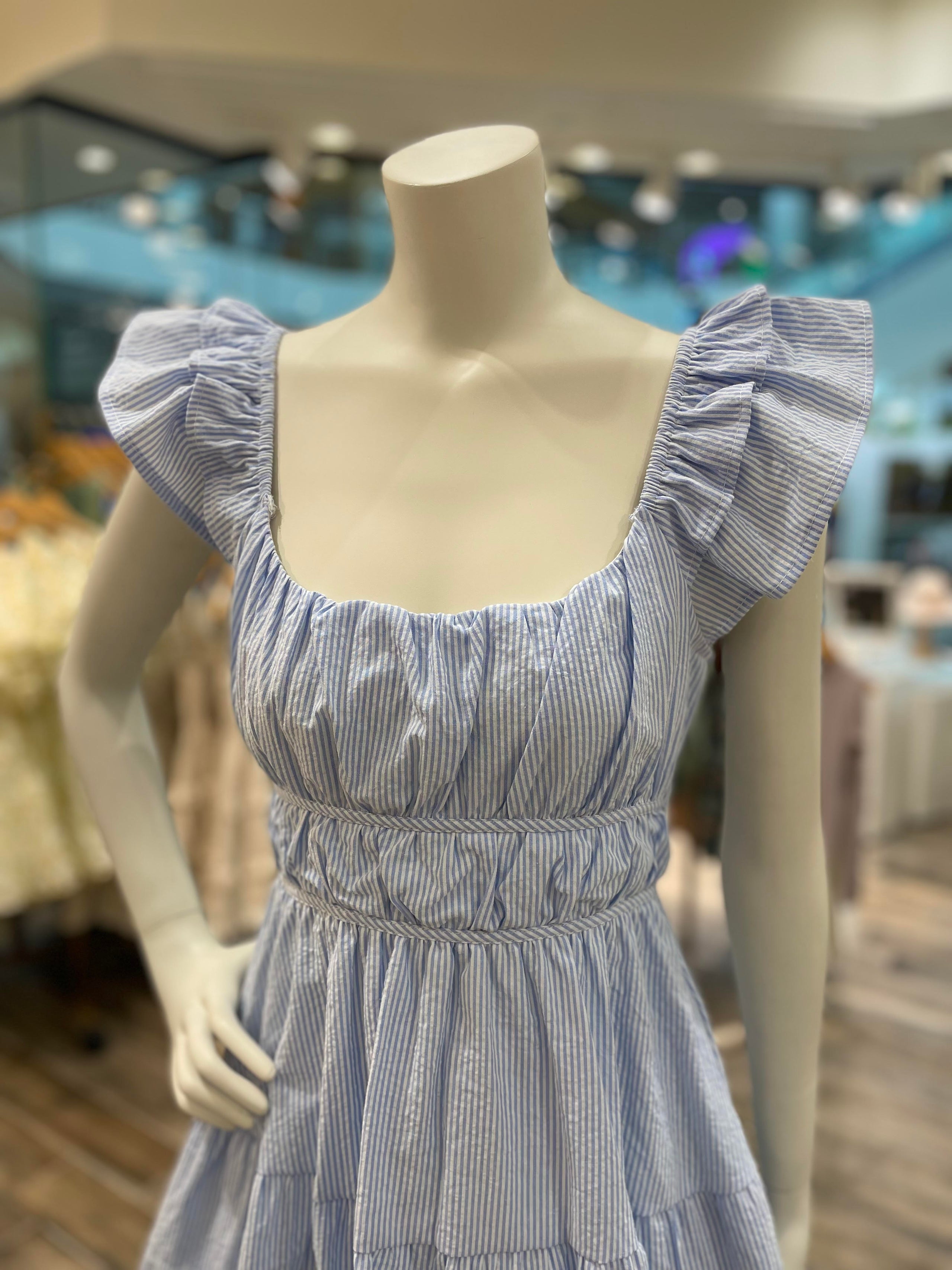 Blue Stripe Baby Doll Dress