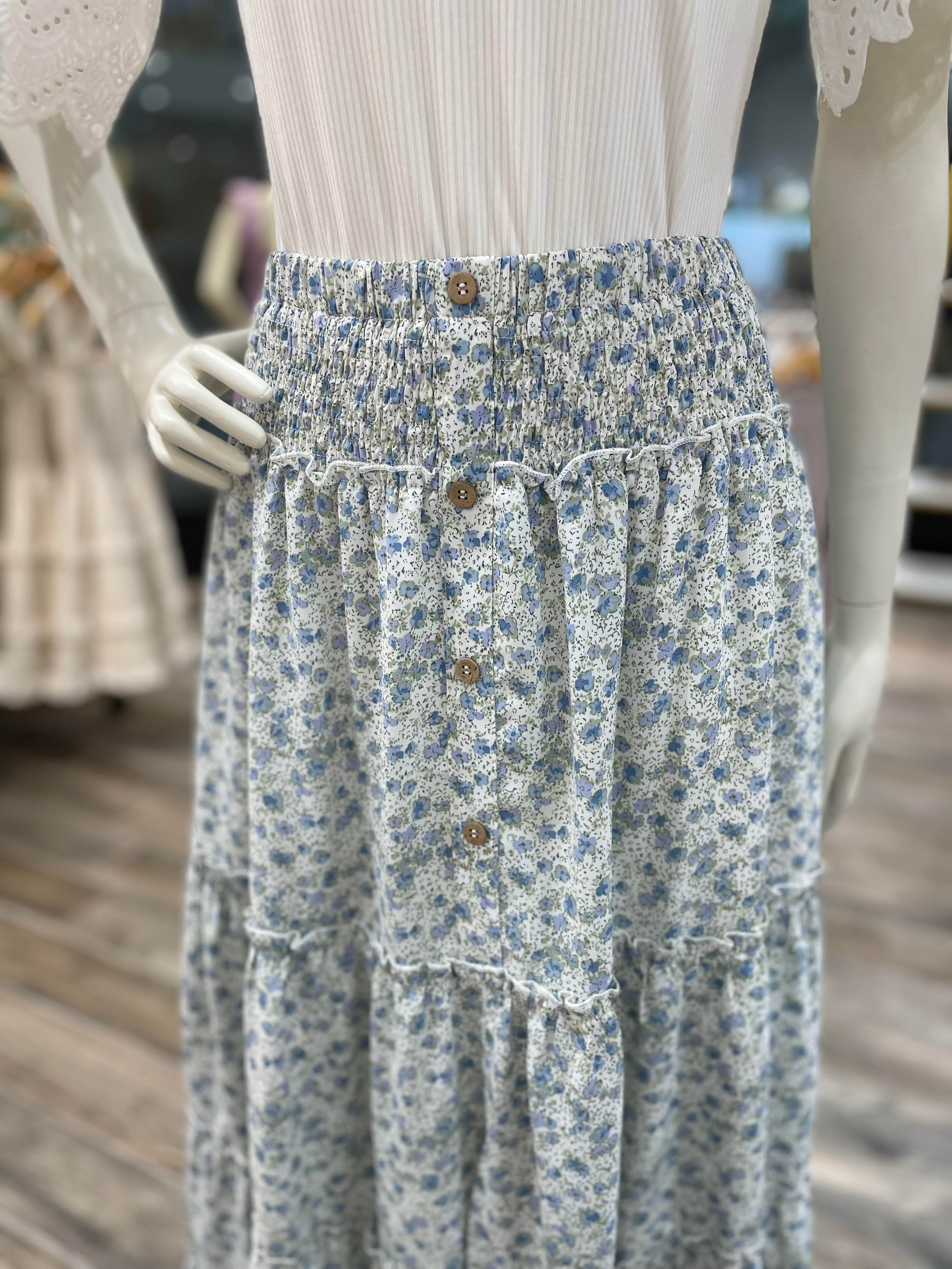 Blue Flower Maxi Skirt
