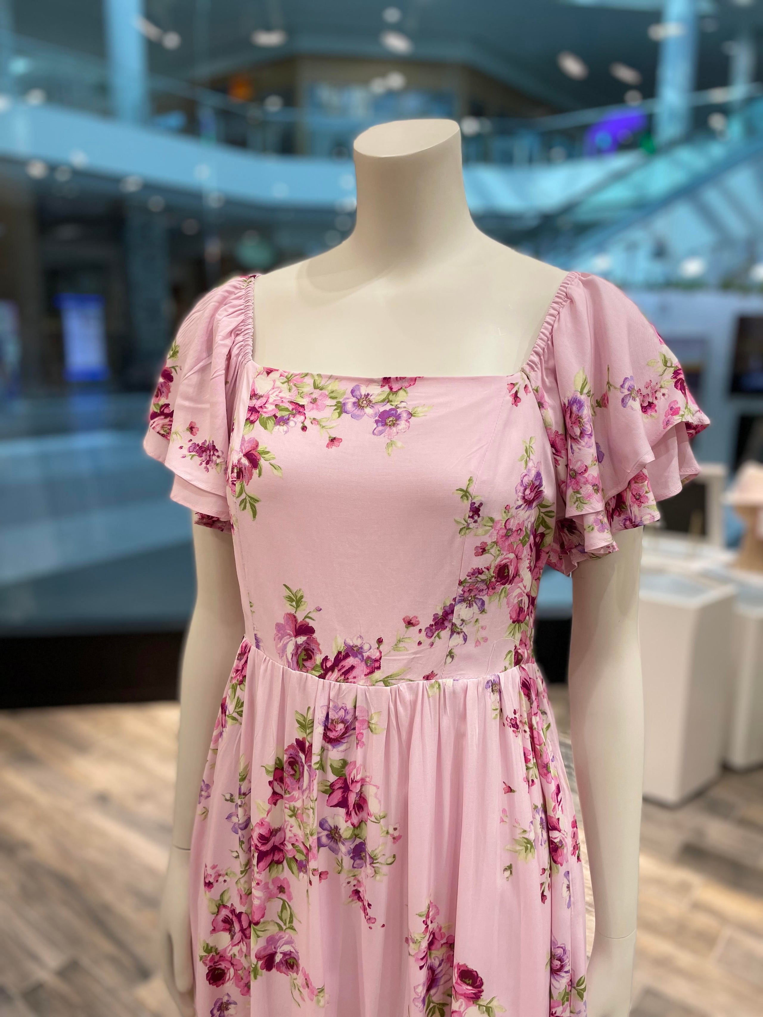 Blush Floral Ruffle Dress