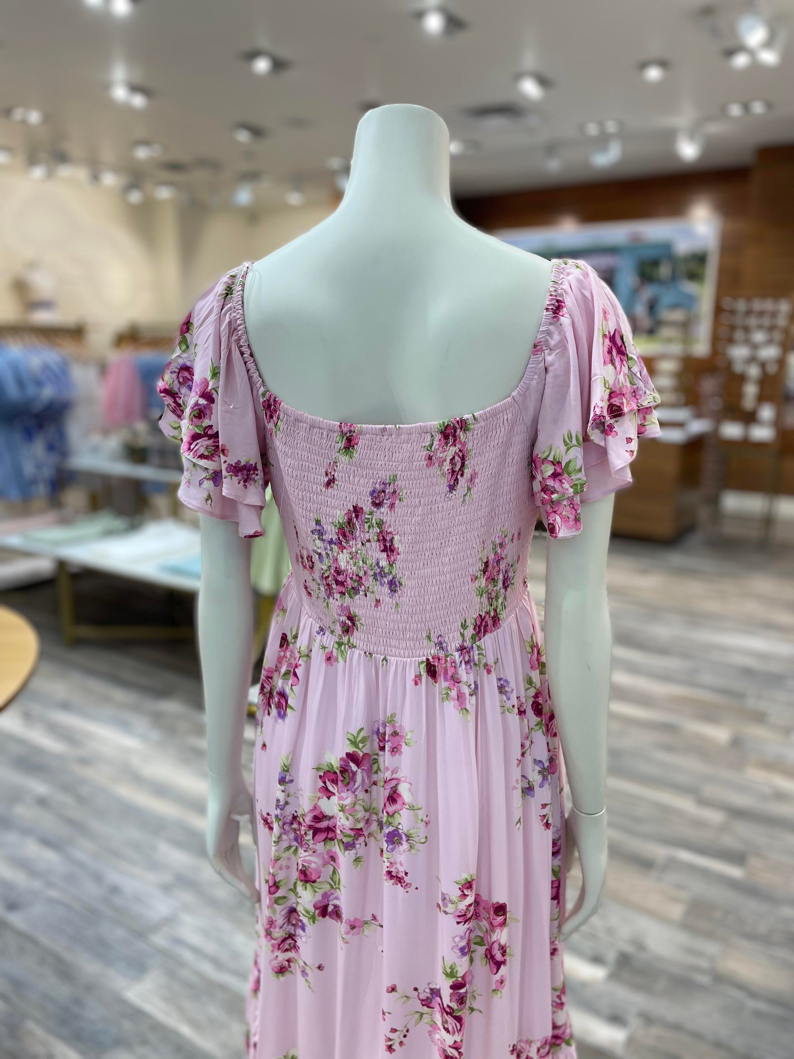 Blush Floral Ruffle Dress